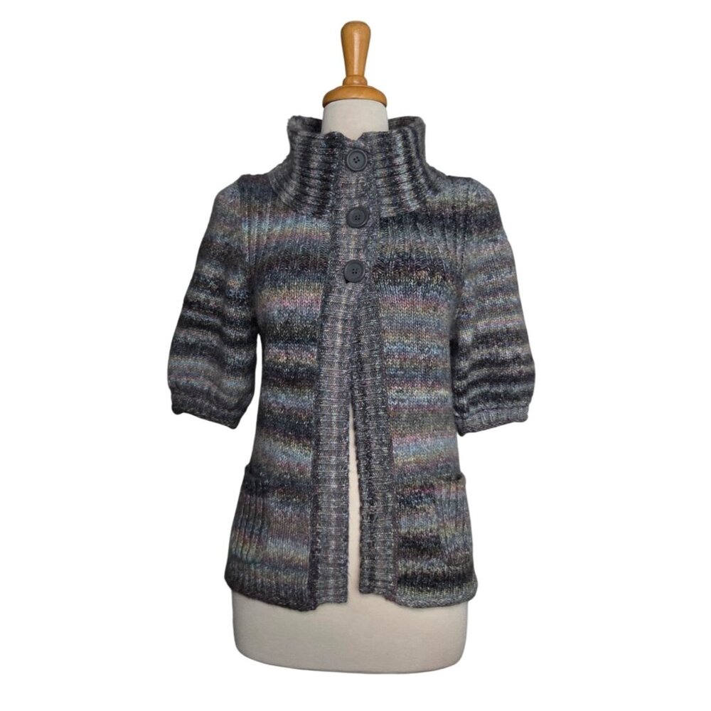 Y2K Vintage Express Chunky Knit Mock Cardigan Sweater Women’s M
